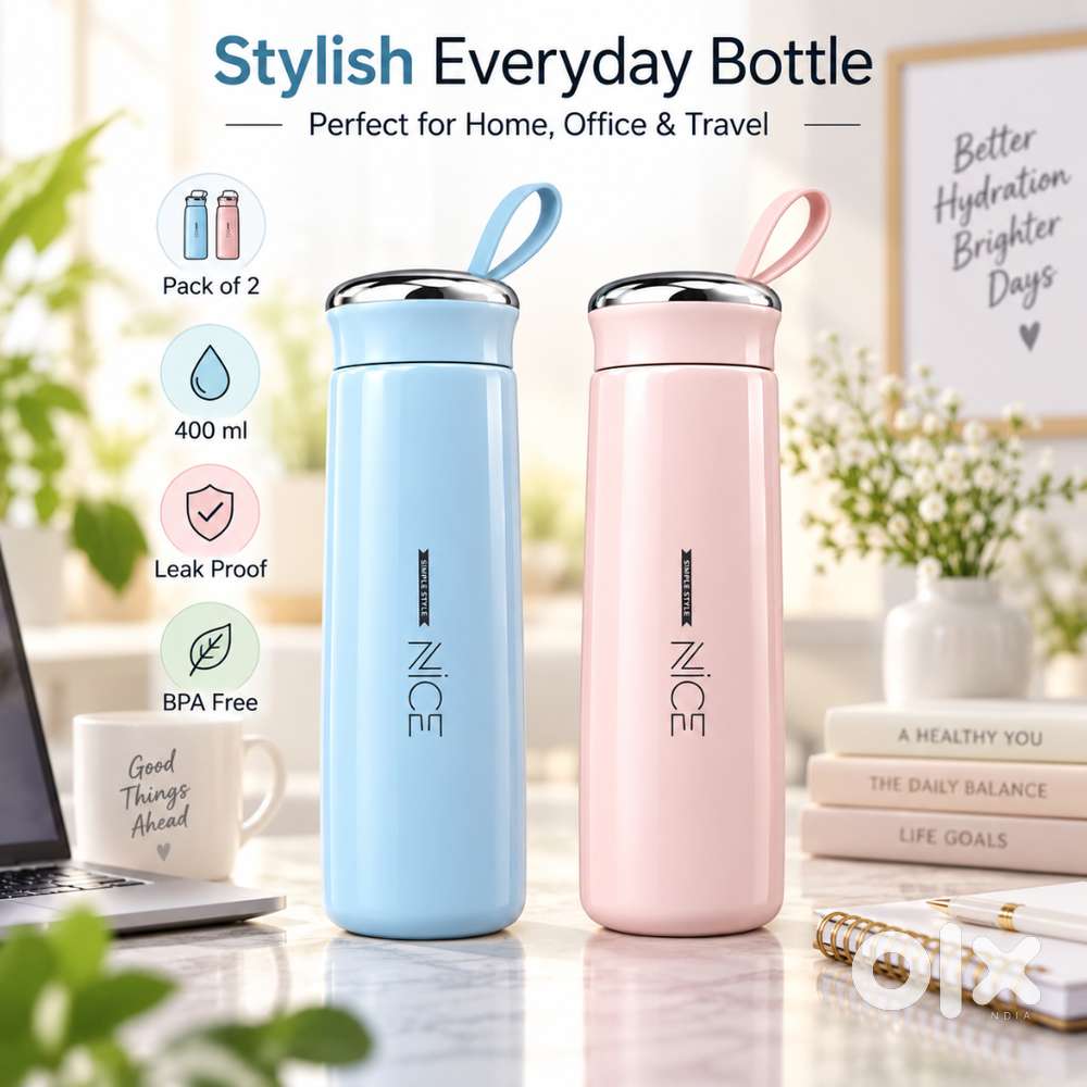 Nice Glass Water Bottle Pack of 2 | New & Stylish | Leak Proof