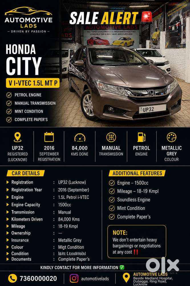 Honda City I Vtec V, 2016, Petrol