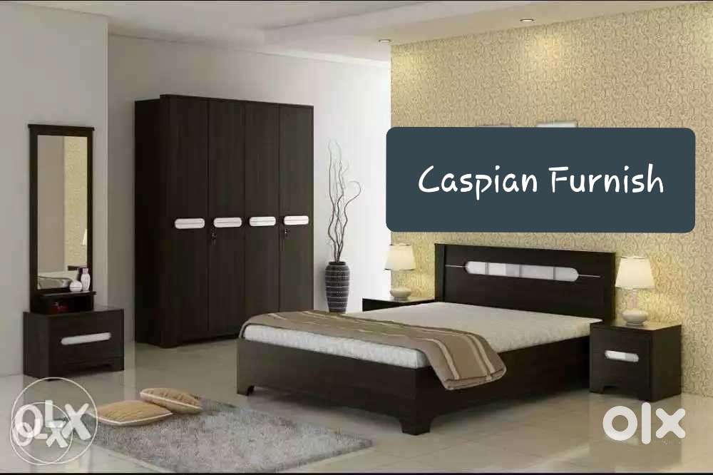 Caspian Furniture New bedroom set Incudes Bed / wardrobe / side tab