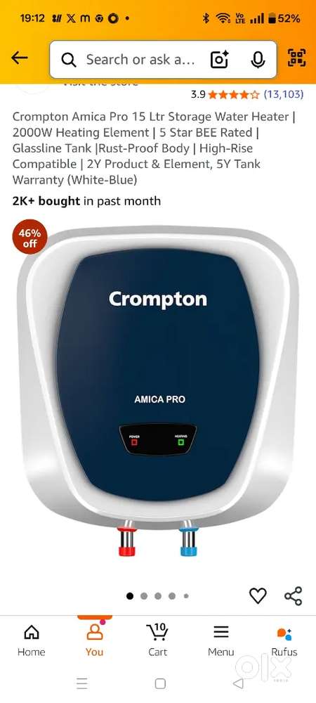 Storage Water Crompton Amica Geyser 15 Ltr Crompton Amica Pro