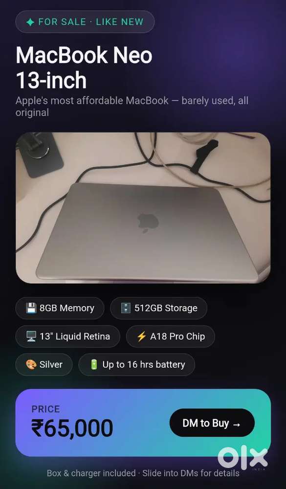 Apple mackbook neo 8gb memory 512 gb storage new piece 2026 launch