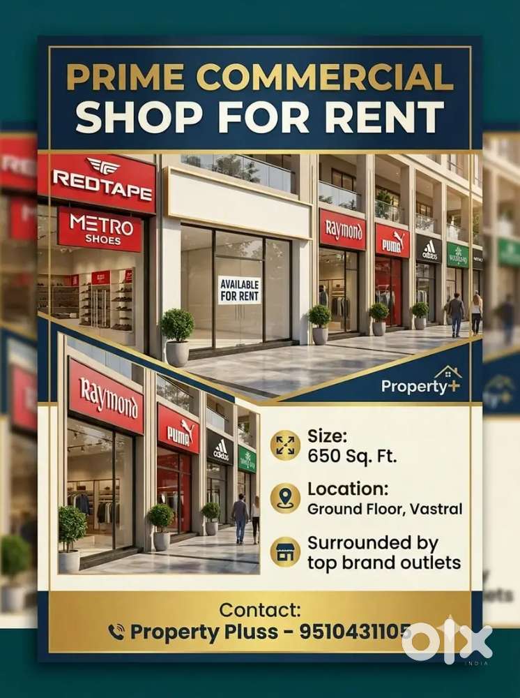 Prime Ground Floor Commercial Shop for Rent in Vastral