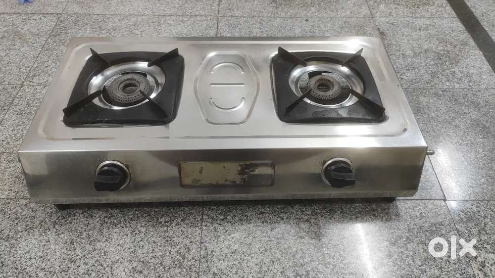 2 Burner Stainless Steel Gas Stove Good Condition | ₹2000