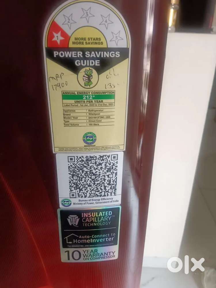 Whirlpool refrigerator 180L