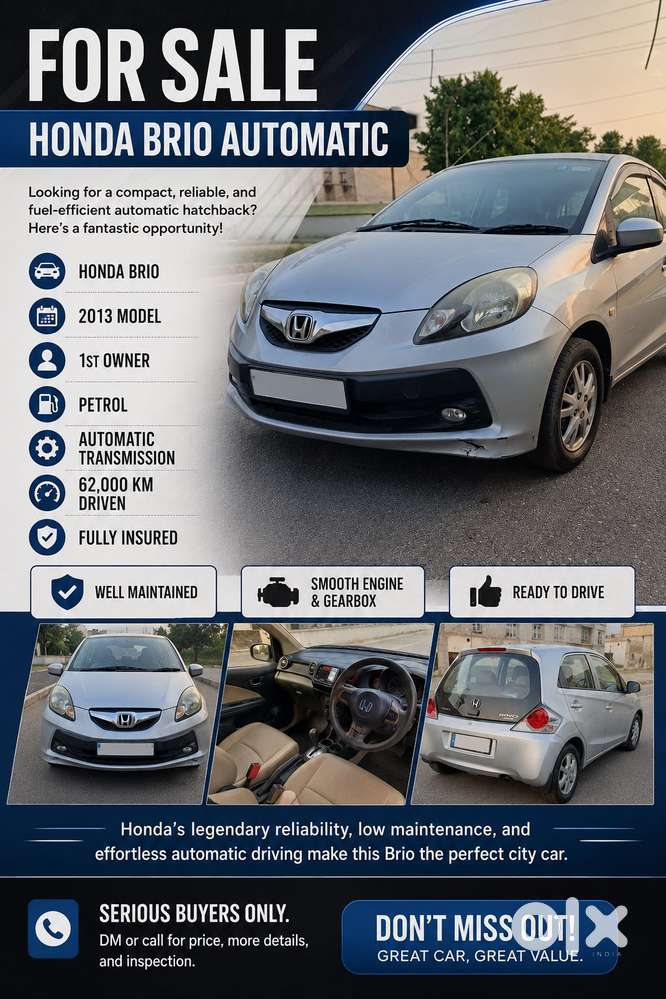 Honda Brio Vx At, 2013, Petrol
