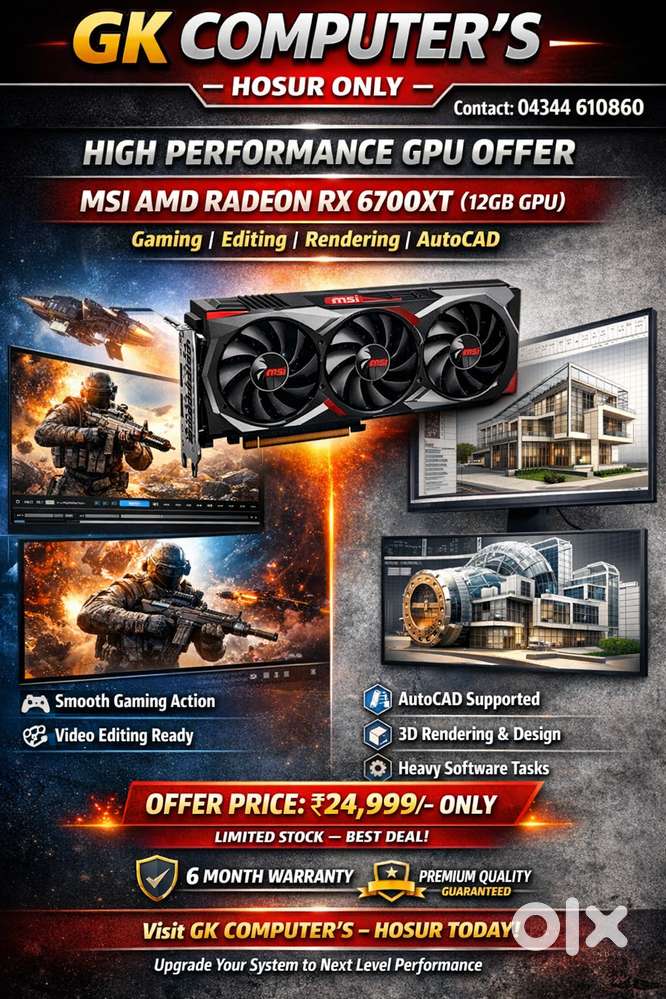 MSI AMD RADEON RTX 6700 MODEL 12GB GPU PREMIUM CONDITION