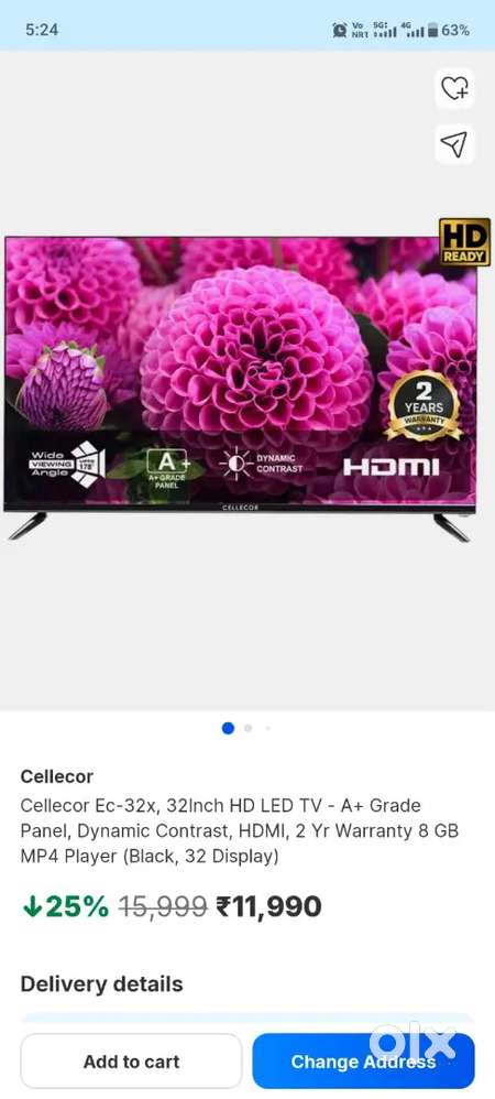 Cellecor 32 Inch HD tv