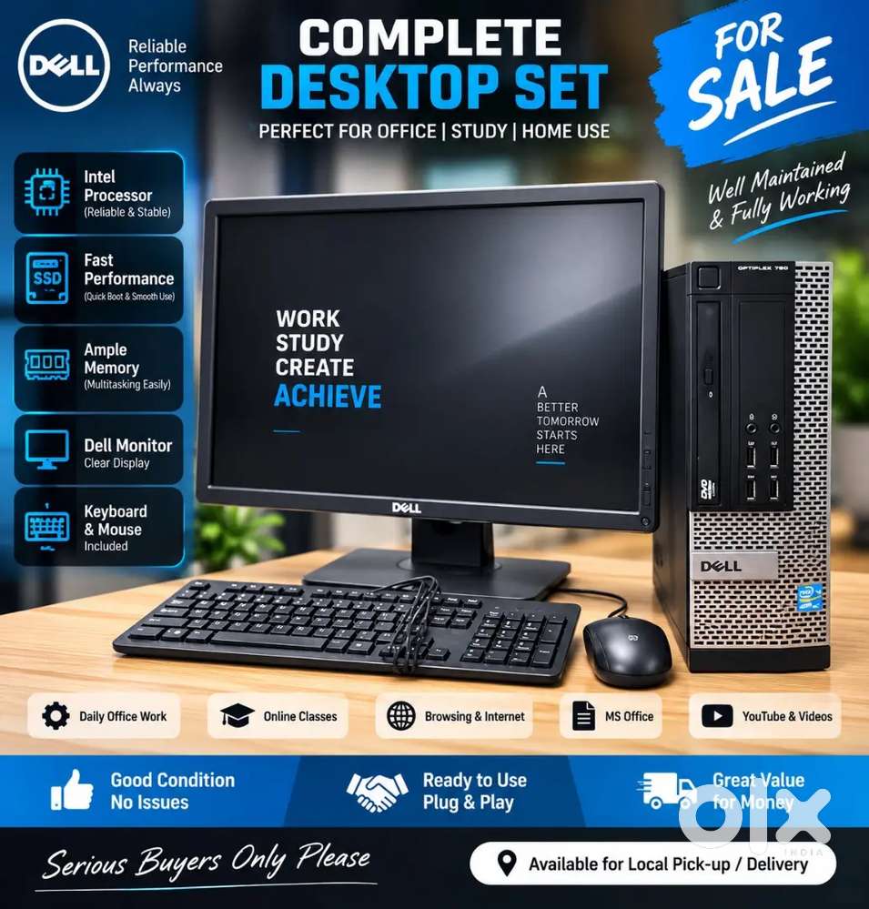 ️ Title:
Dell OptiPlex 790 Desktop | Core i3 2nd Gen | 8GB RAM | 112