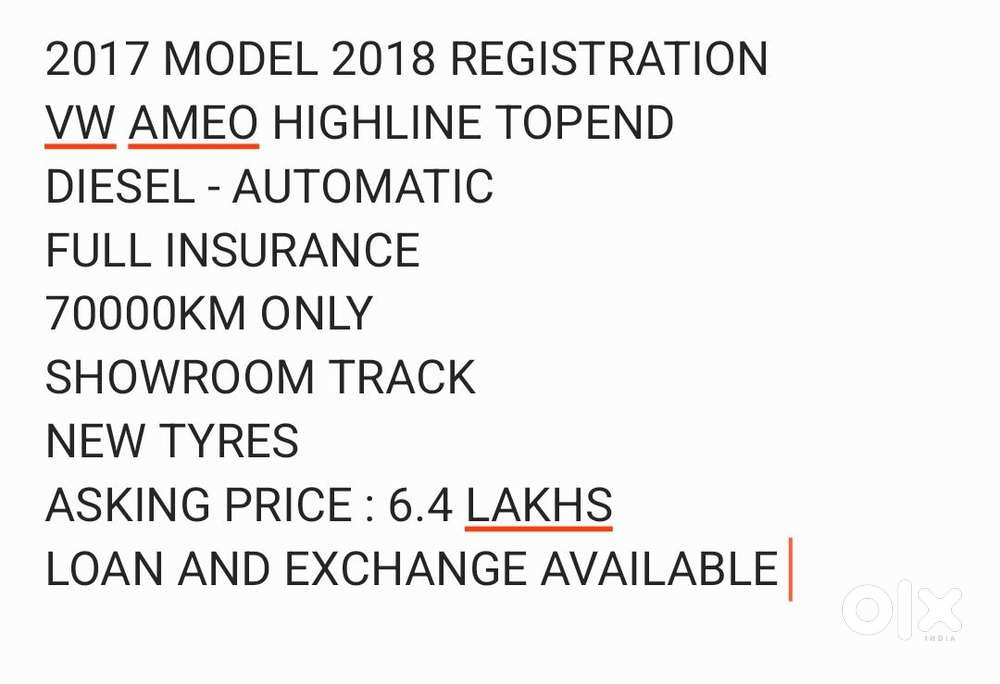 Volkswagen Ameo 1.5 Tdi Highline Plus 16 At, 2017, Diesel
