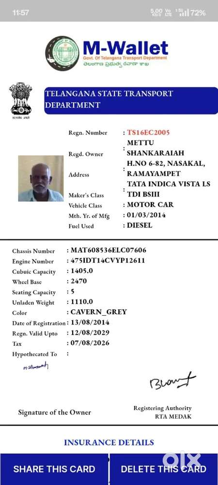 Tata Indica Vista 2014 Diesel 75000 Km Driven