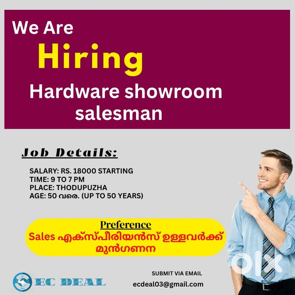 Counter/sales staff
Marketing staff
