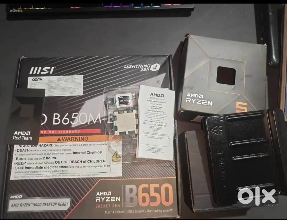 AM5  MSI PRO B650 motherboard and Ryzen 7600 with AMD cooler