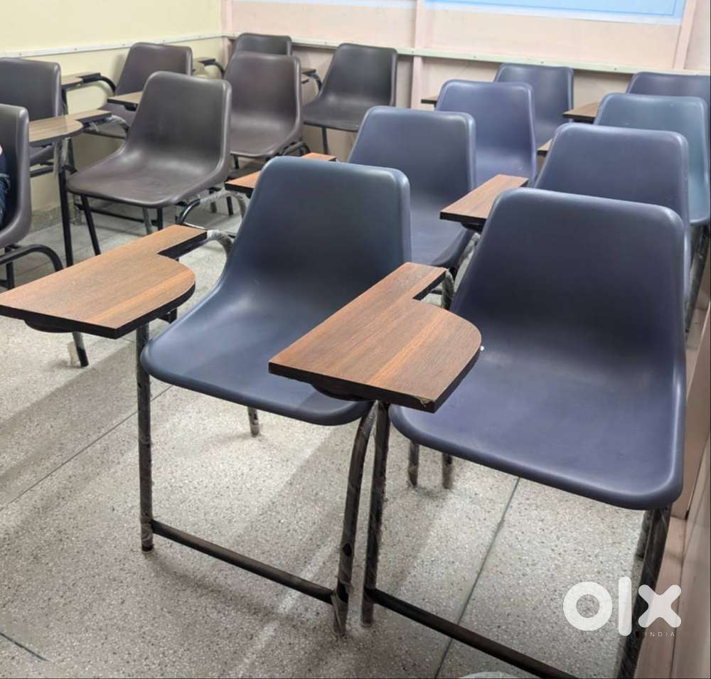 10 Student chairs & 1 glass table for sale
