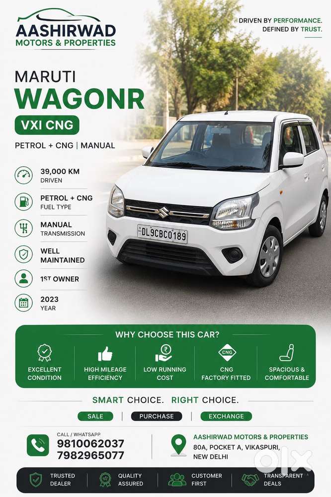 Maruti Suzuki Wagon R Vxi 1.0 Cng, 2023, Cng & Hybrids