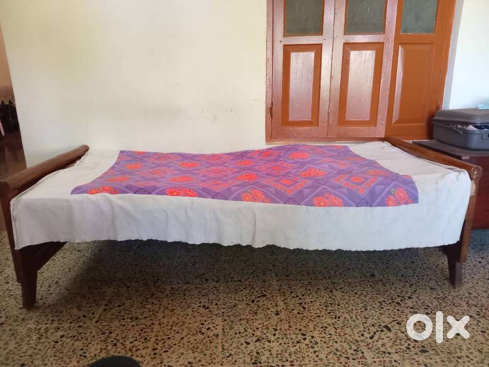 Wooden Single cot with Bed
