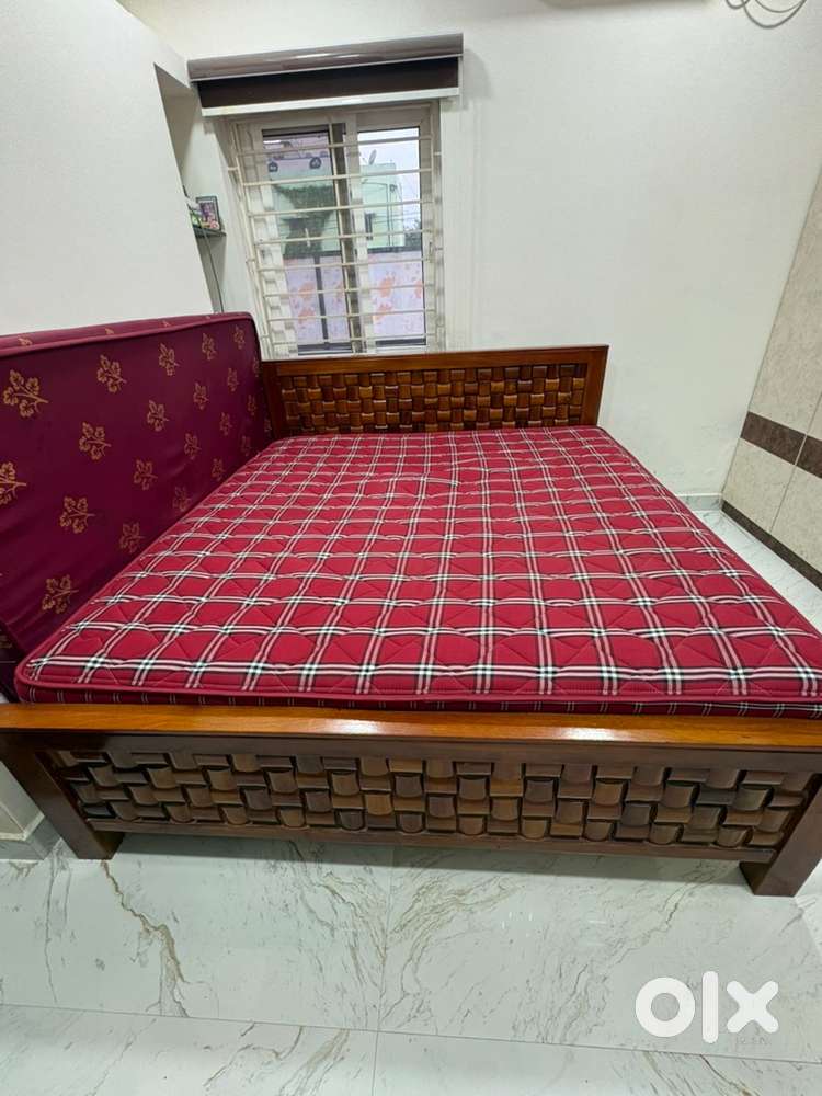 Solid Teak wood King size cot with Peps Spring Mattress - Beds ...
