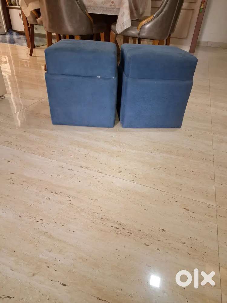 Premium Solid Wood Mudda / Ottoman Stool Set &ndash; 6 Pieces