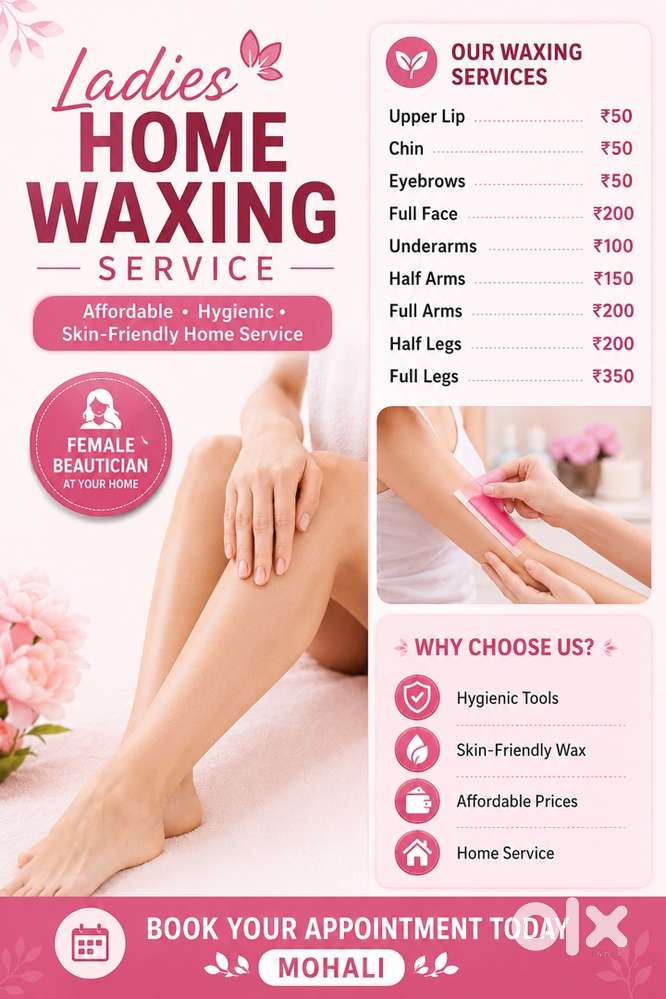 Ladies Home Waxing Service  Affordable & Hygienic  Mohali