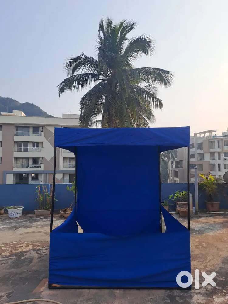 Portable Blue Outdoor Stall / Canopy with Metal Frame – Good Condition ...