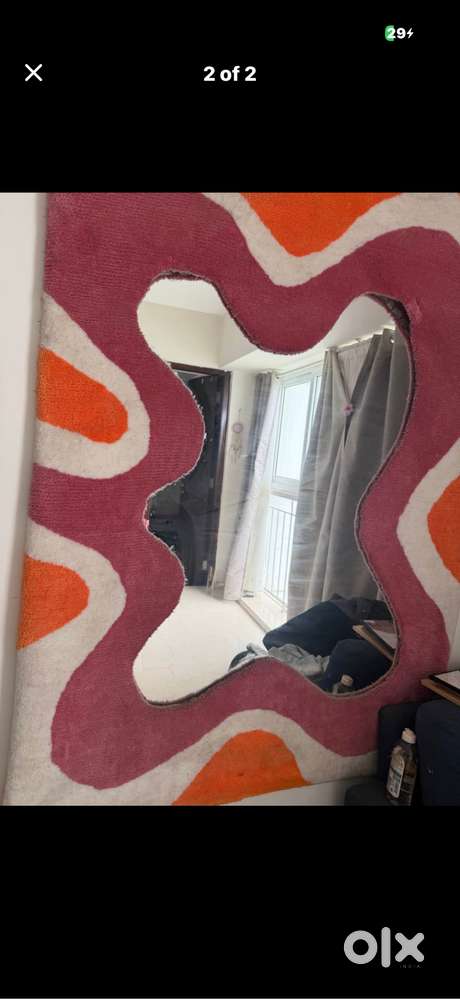 Handmade Rug-Border Full-Length Mirror  5 x 3.5 ft