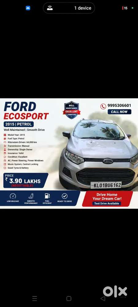 Ford Ecosport 2015 Petrol 66000 Km Driven For Sale