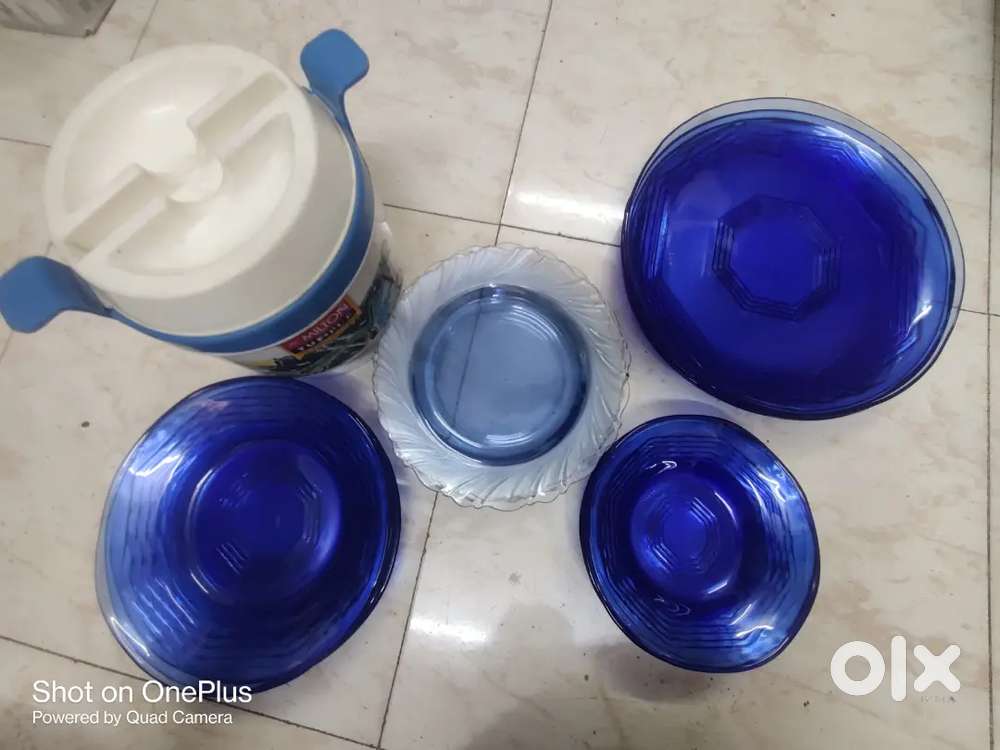 Vintage Glass Dinnerware Set (12 Pcs) + Milton Insulated Ice Bucket Co