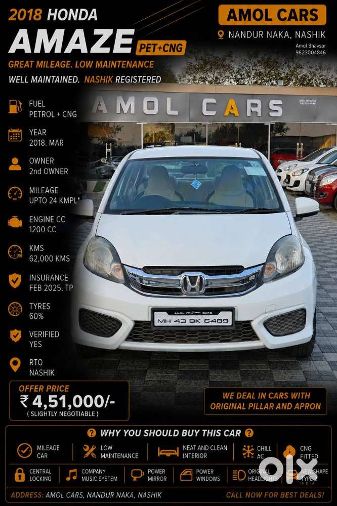 Honda Amaze 1.2 Smt I Vtec, 2018, Cng & Hybrids