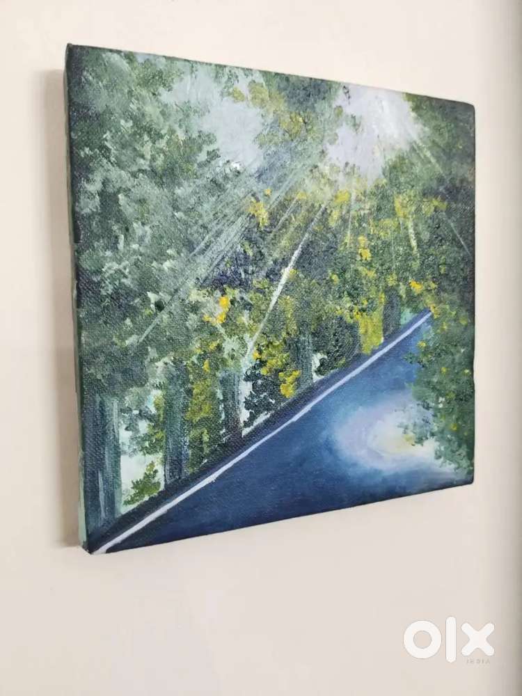 Canvas Nature painting 8 by 8 inch hand painted