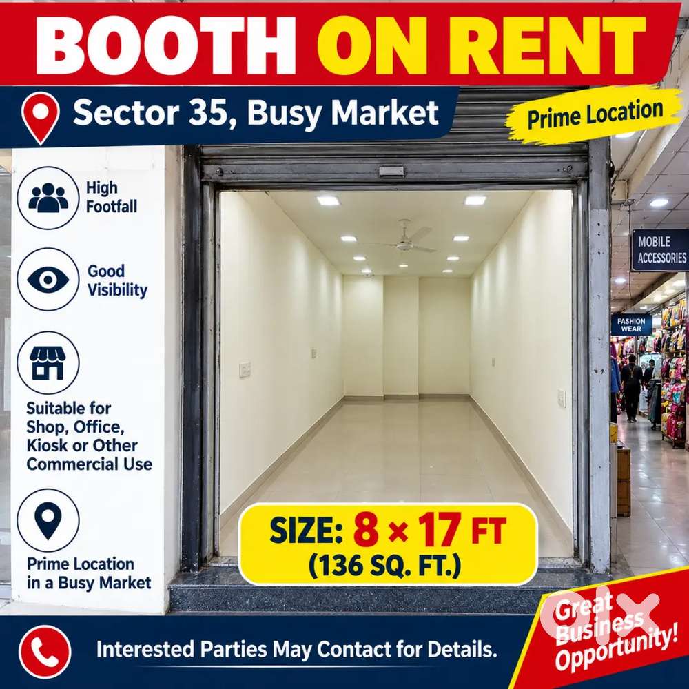 Booth for Rent  Sector 35 Busy Market