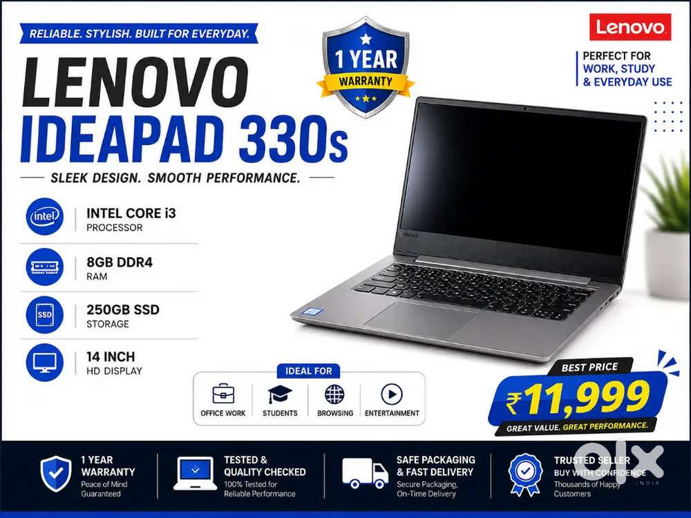 Buy lenovo core i3 laptop with SSD and 1 year warrant