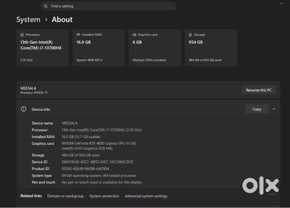 Acer Predator Helios Neo13th Gen Intel(R) - i7