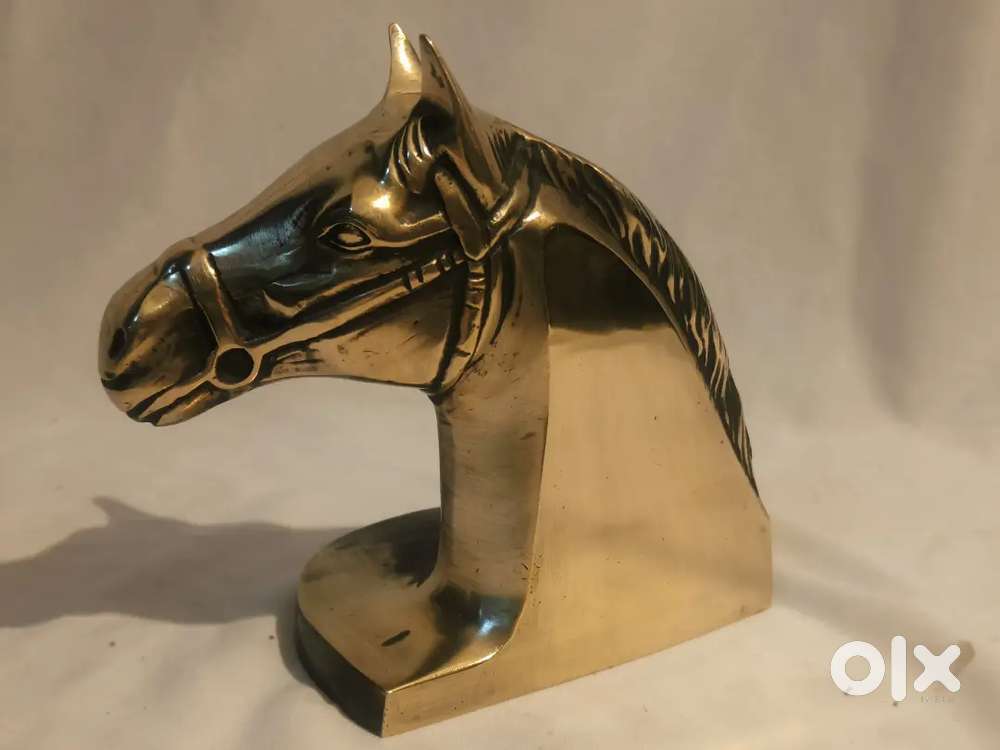Antique pure brass solid heavy horse face table top 15/20 cm
