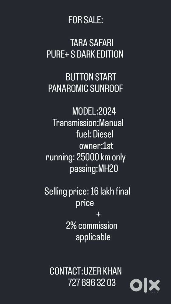 Tata Safari Pure Plus S Dark Edition, 2024, Diesel
