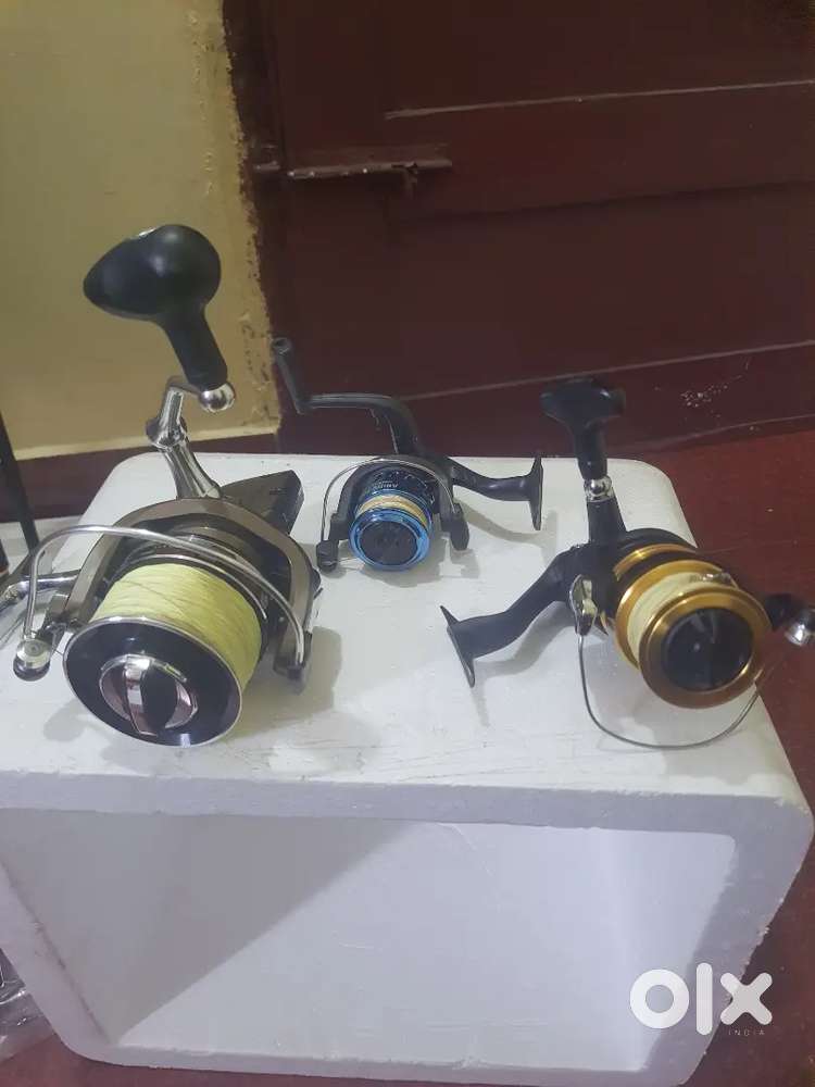 Fishing Tackles!എല്ലാം കൂടി ഒരുമിച്ചു  Rs14700. 3റീൽ, 3റോഡ്, ലൂർect..