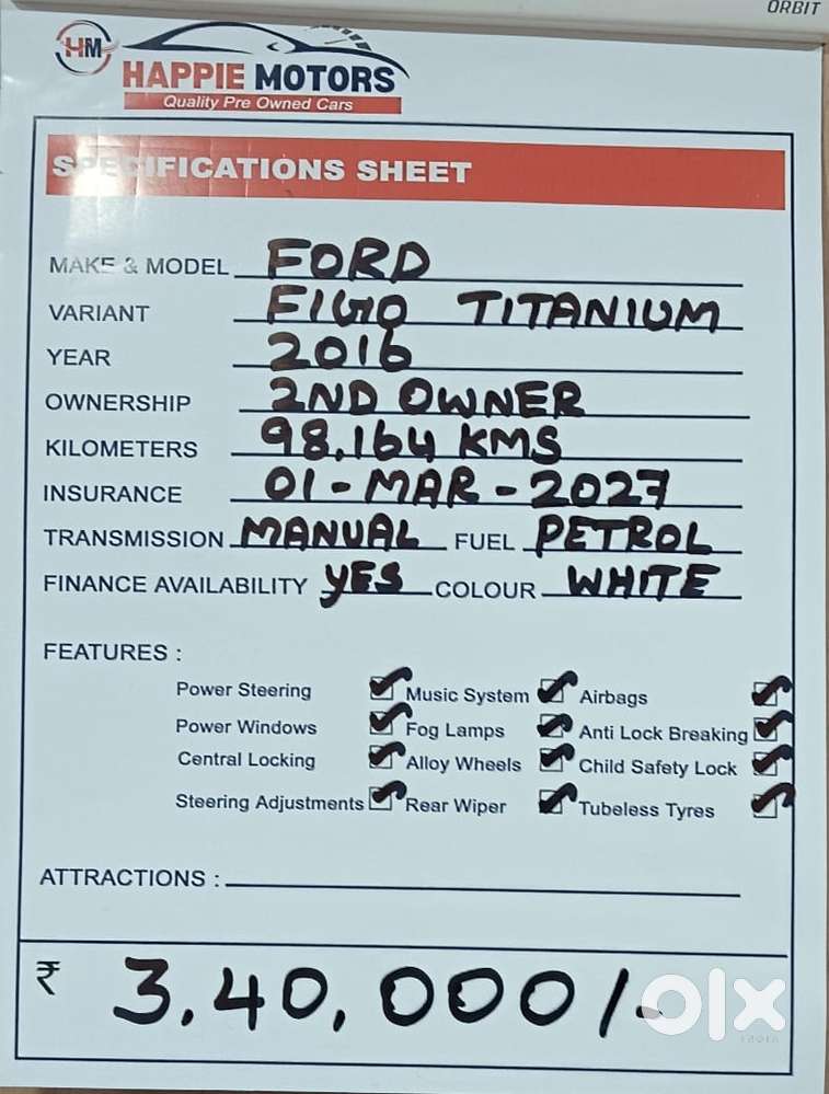 Ford Figo 2012-2015 Petrol Titanium, 2016, Petrol