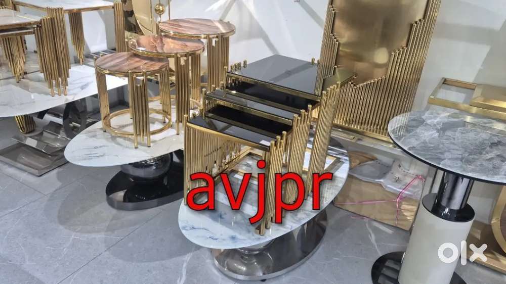 New Set of 3 Luxury Centre Tables | Golden Frame Marble Top | ₹8,999