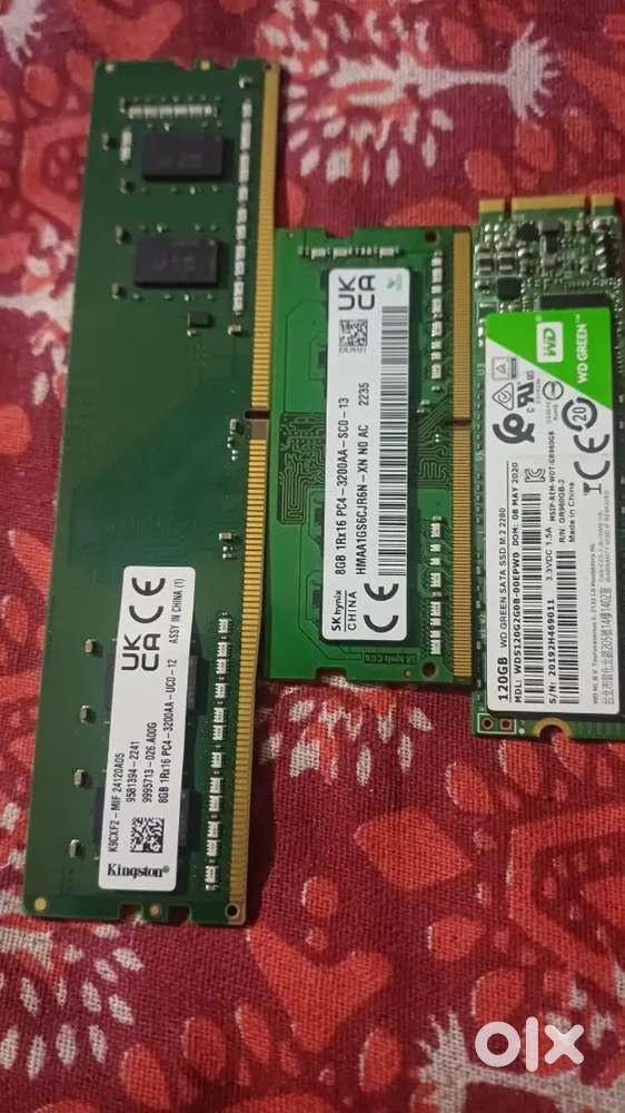 8Gb ram ddr4 laptop +8gb ram ddr4 desktop + 120 gb ssd nvme