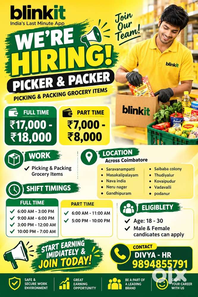 Picker, packer & loader, unloader@coimbatore
