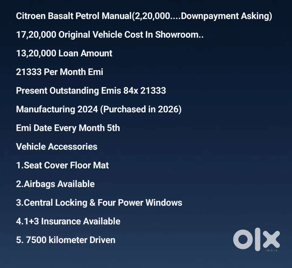 Citroen Basalt 2024 (car In Continue Finance)
