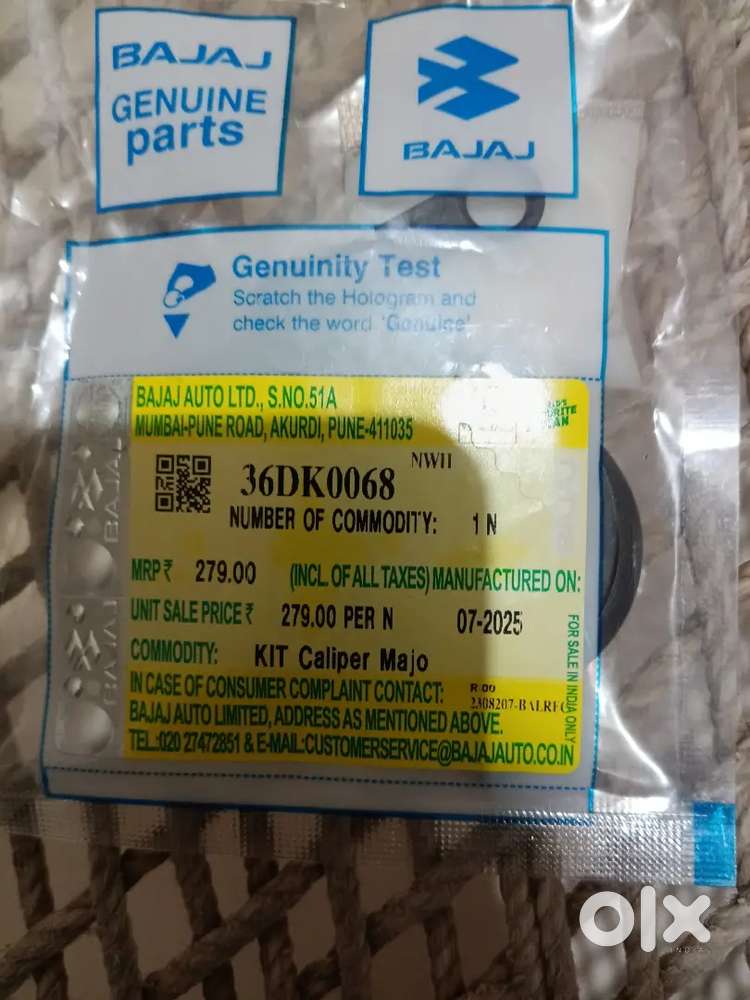 बजाज कंपनी की बिल्कुल नई और ओरिजिनल (Genuine) फ्रंट कैलीपर मेजर किट बे