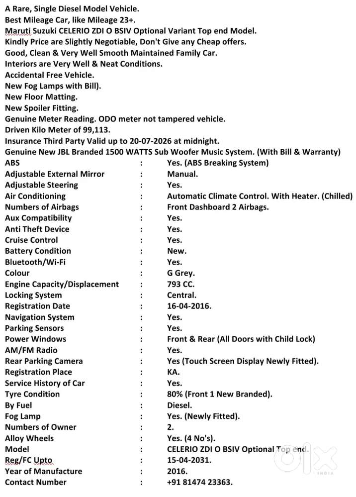 Maruti Suzuki Celerio 2016 Diesel Well Maintained