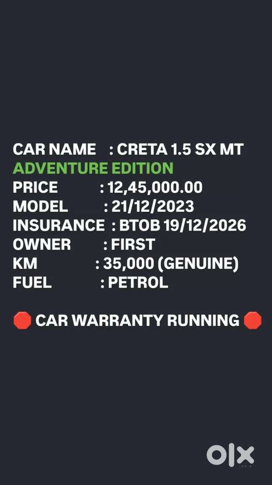 Hyundai Creta Sx 1.5 Petrol Adventure Edition, 2023, Petrol