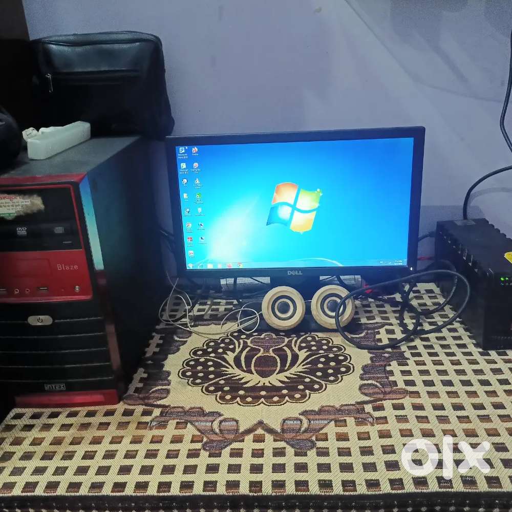 Intex CPU + Dell Monitor + UPS and Speakers | Fully Working