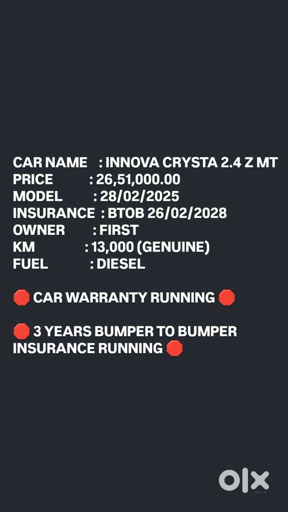Toyota Innova Crysta [2020-ongoing] 2.4 Zx 7 Str, 2025, Diesel