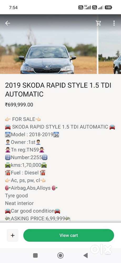Skoda Rapid 1.5 Tdi At Style, 2019, Diesel