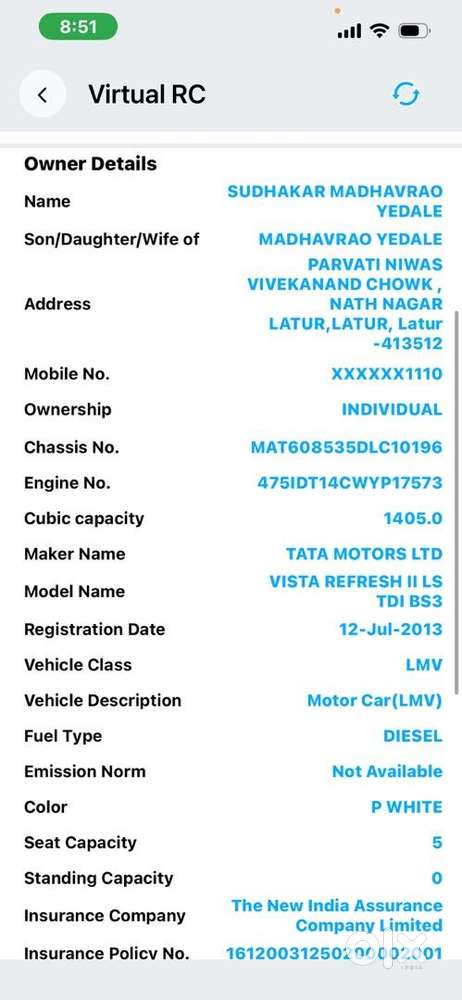 Tata Indica Vista 2013 Diesel Good Condition