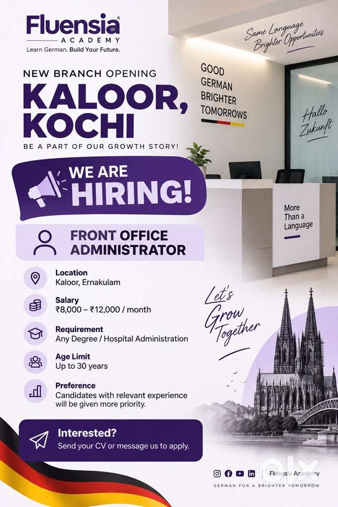 Urgent hiring Female Front office staff