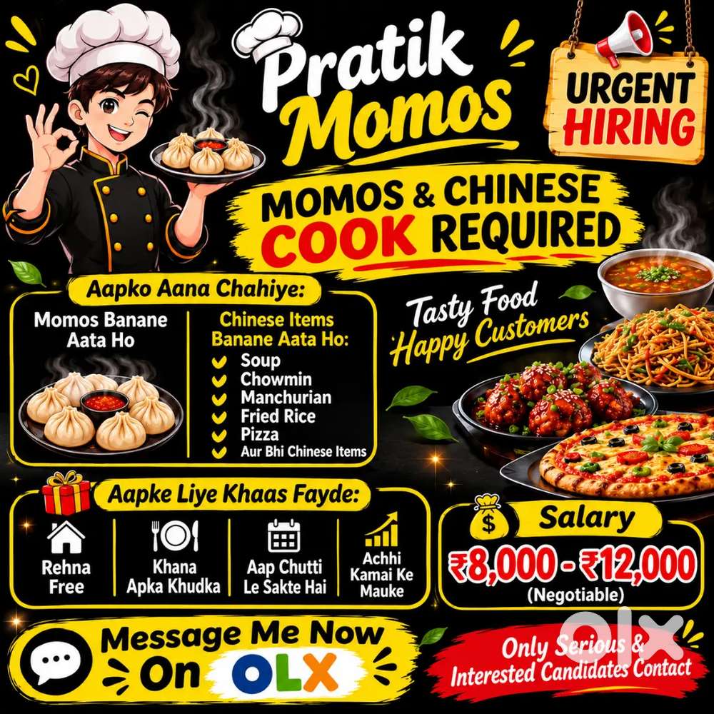 Momos & Chinese Cook Required Pratik Momos