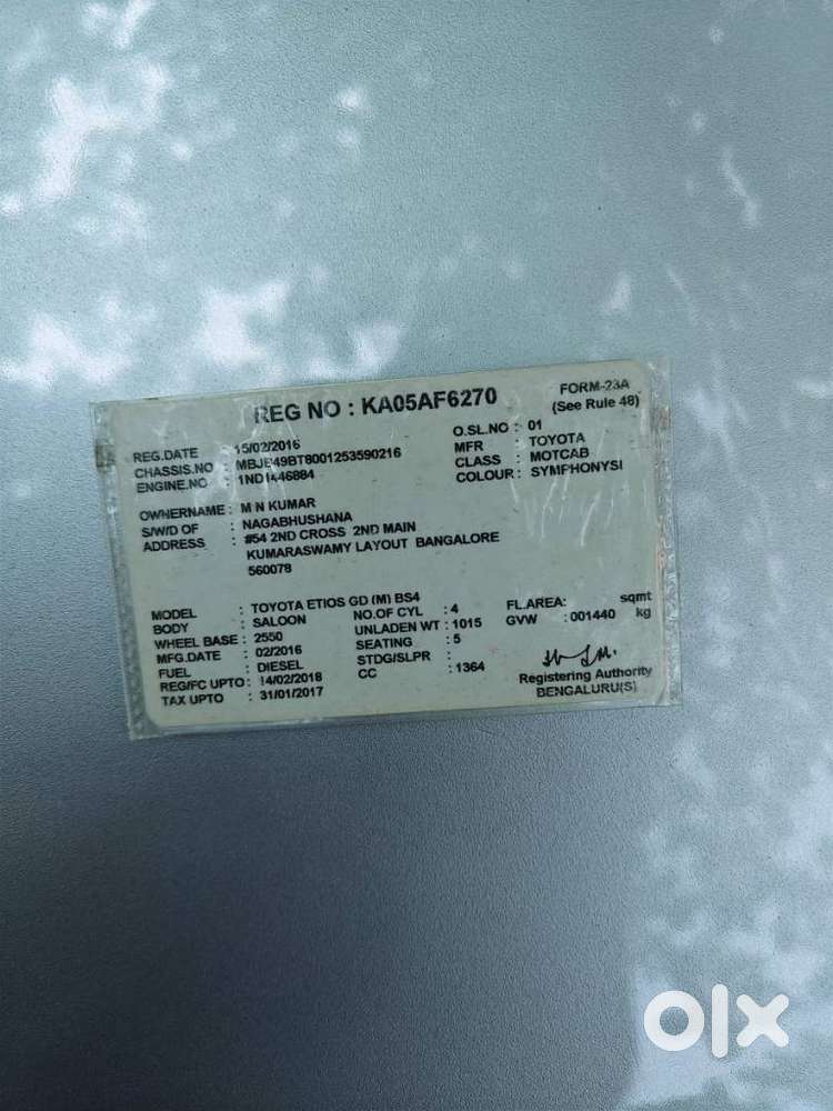 Toyota Etios J Ps, 2016, Diesel