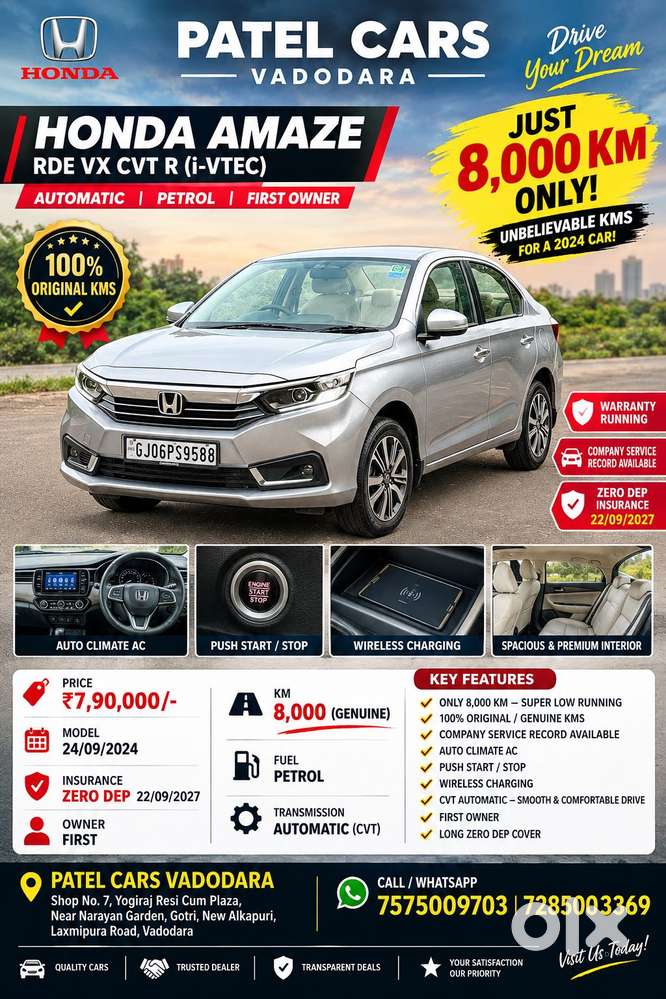 Honda Amaze Vx 1.2 Petrol Cvt, 2024, Petrol